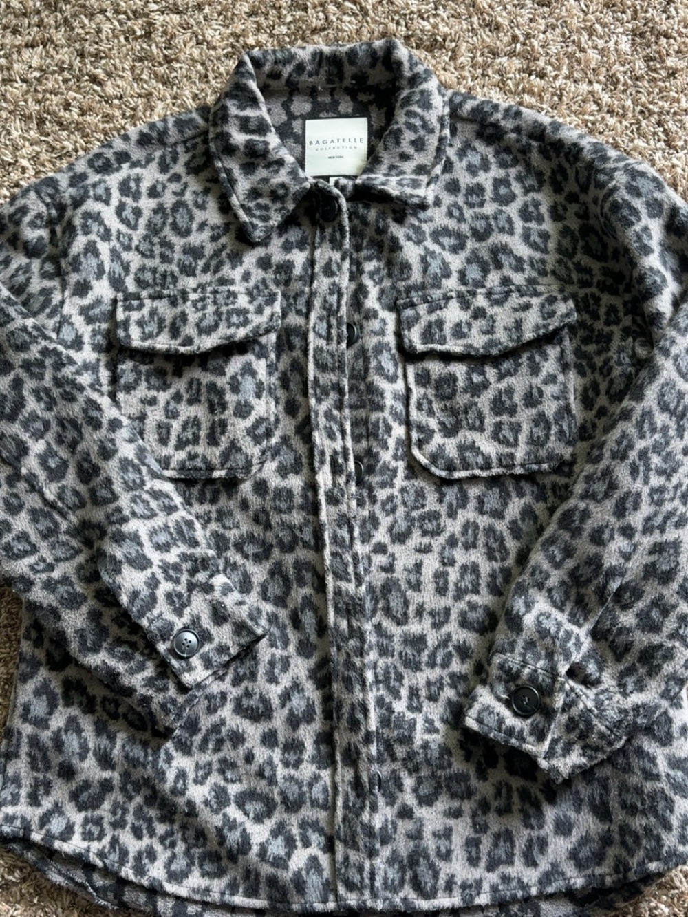 Bagatelle Grey and Cream Leopard Print Jacket